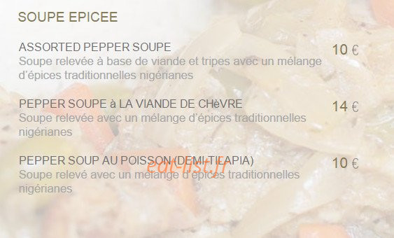African Kitchen Paris — carte page 4