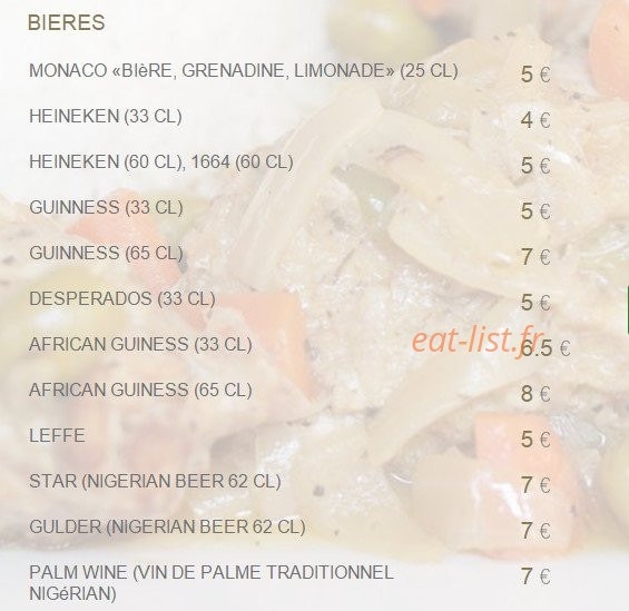 African Kitchen Paris — carte page 7
