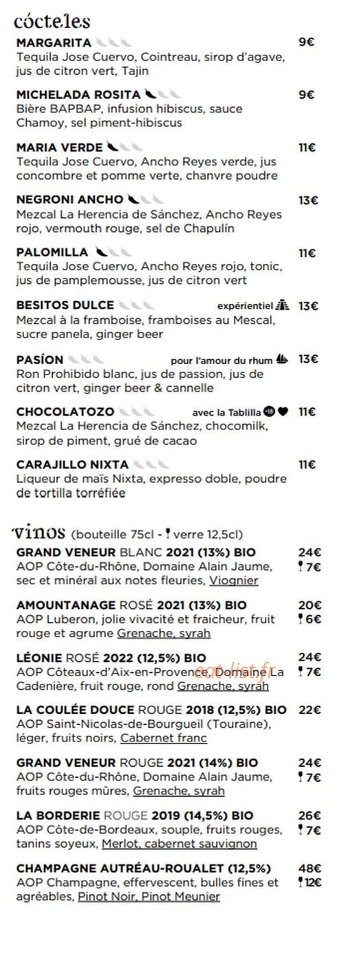 Alegrías — carte page 2