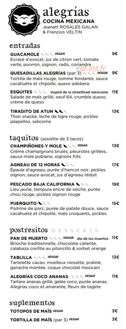 Alegrías — carte page 1