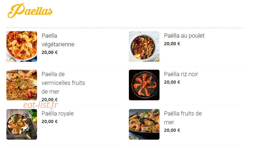 Allo Paella — carte page 1