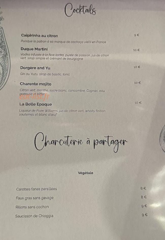 Arlette Bistro — carte page 2