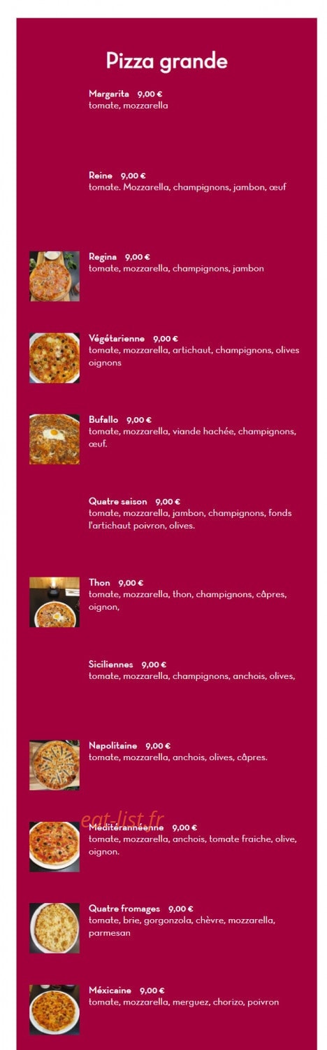 Artisanal pizza — carte page 1