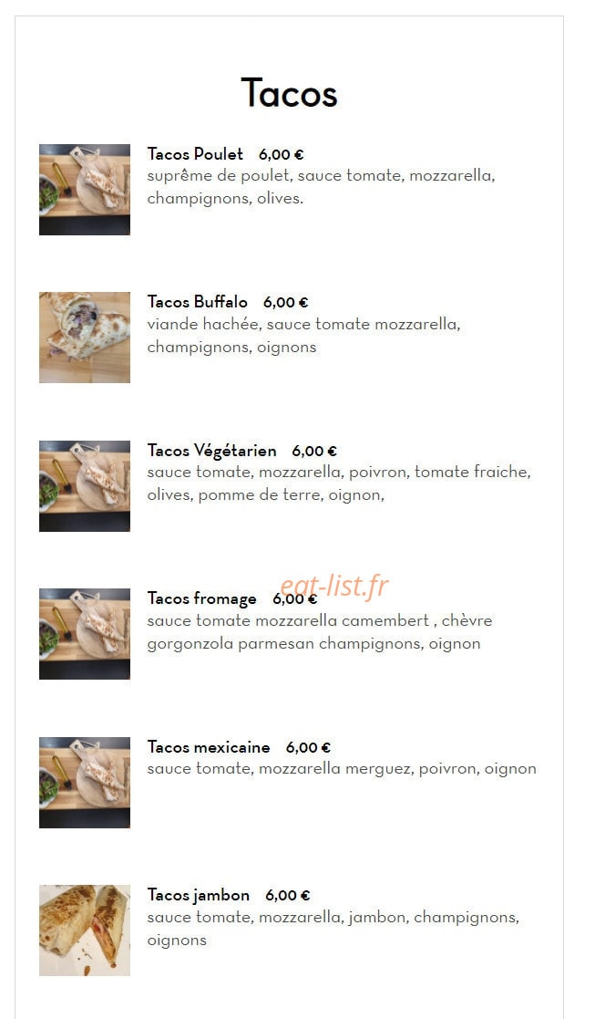 Artisanal pizza — carte page 8