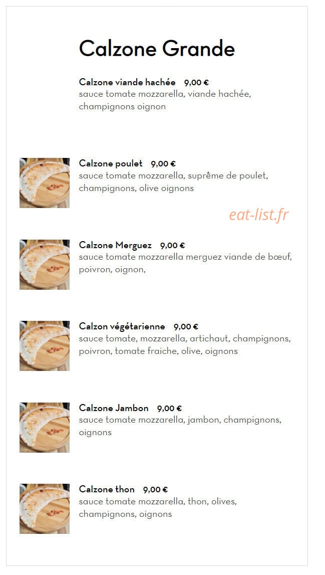 Artisanal pizza — carte page 10