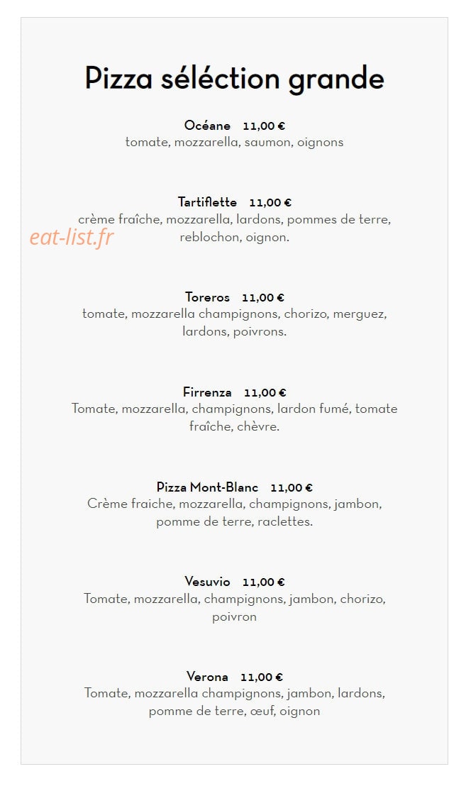 Artisanal pizza — carte page 5