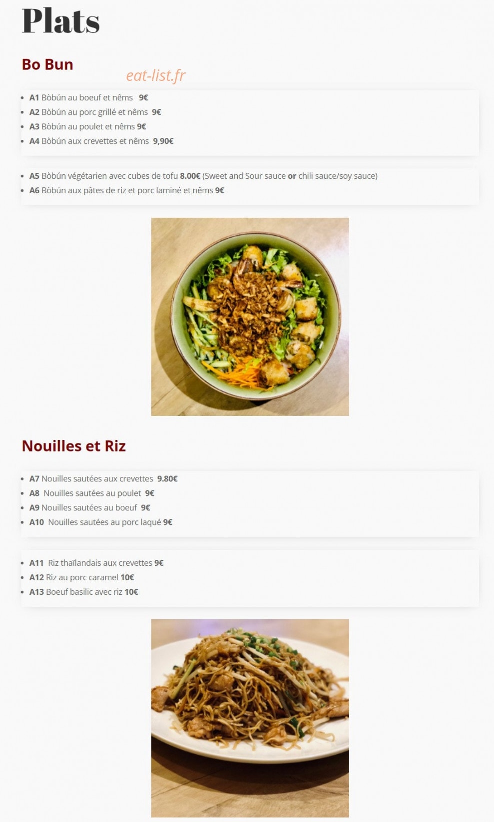 Asia BòBún — carte page 2