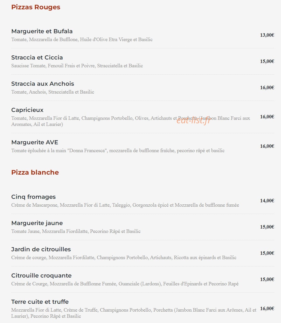 Ave Pizza — carte page 2