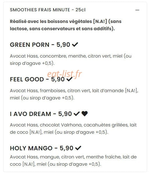 Avocateria — carte page 6