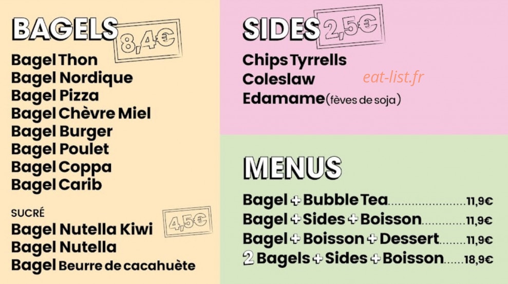 Bagel Club — carte page 1