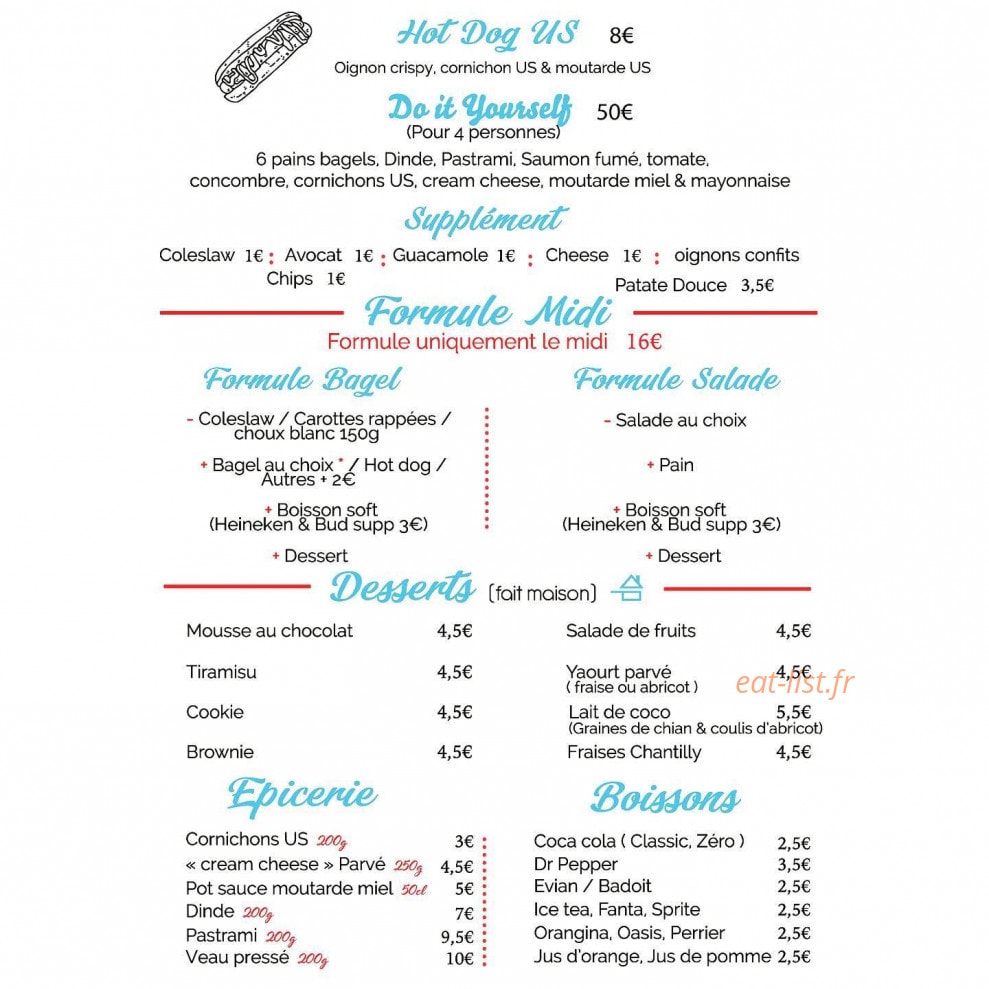 Bagel Store Originals — carte page 1