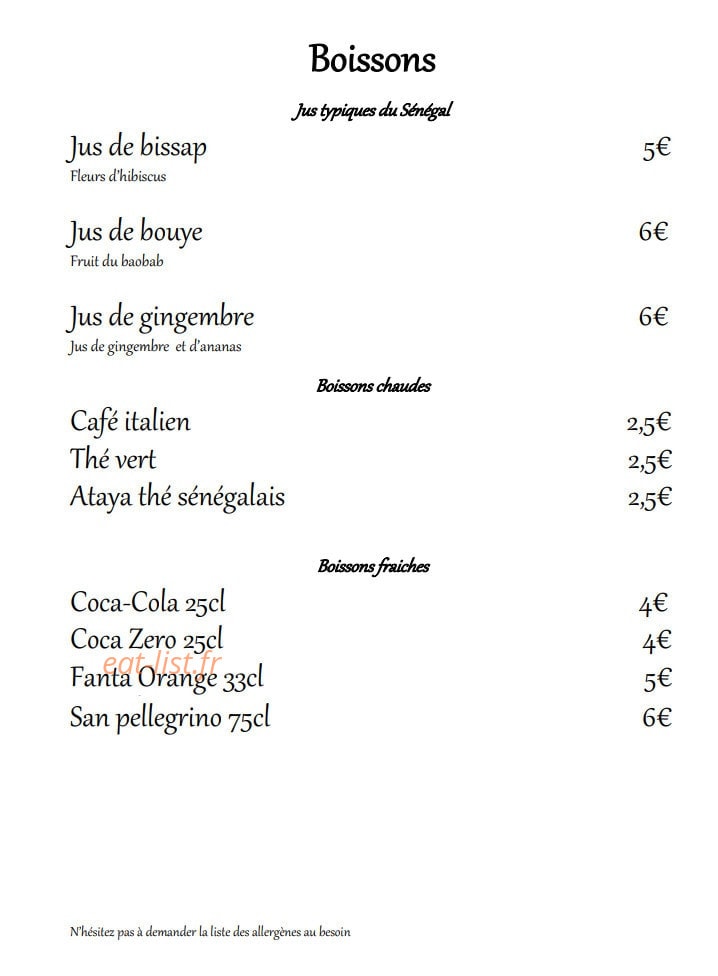 Baly Restaurant — carte page 3