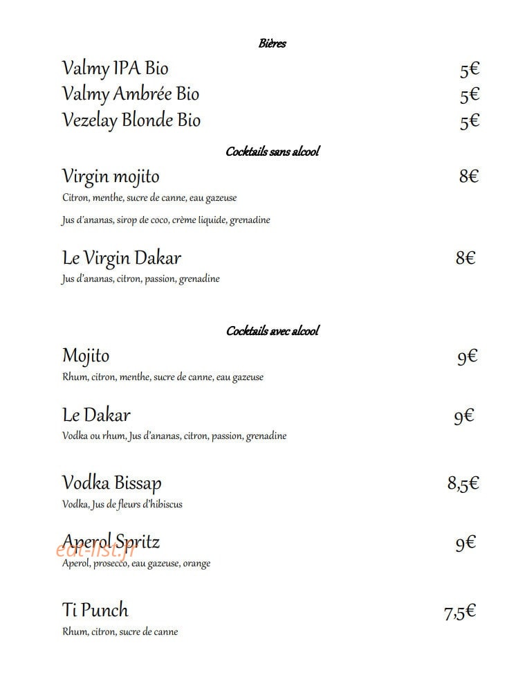 Baly Restaurant — carte page 4