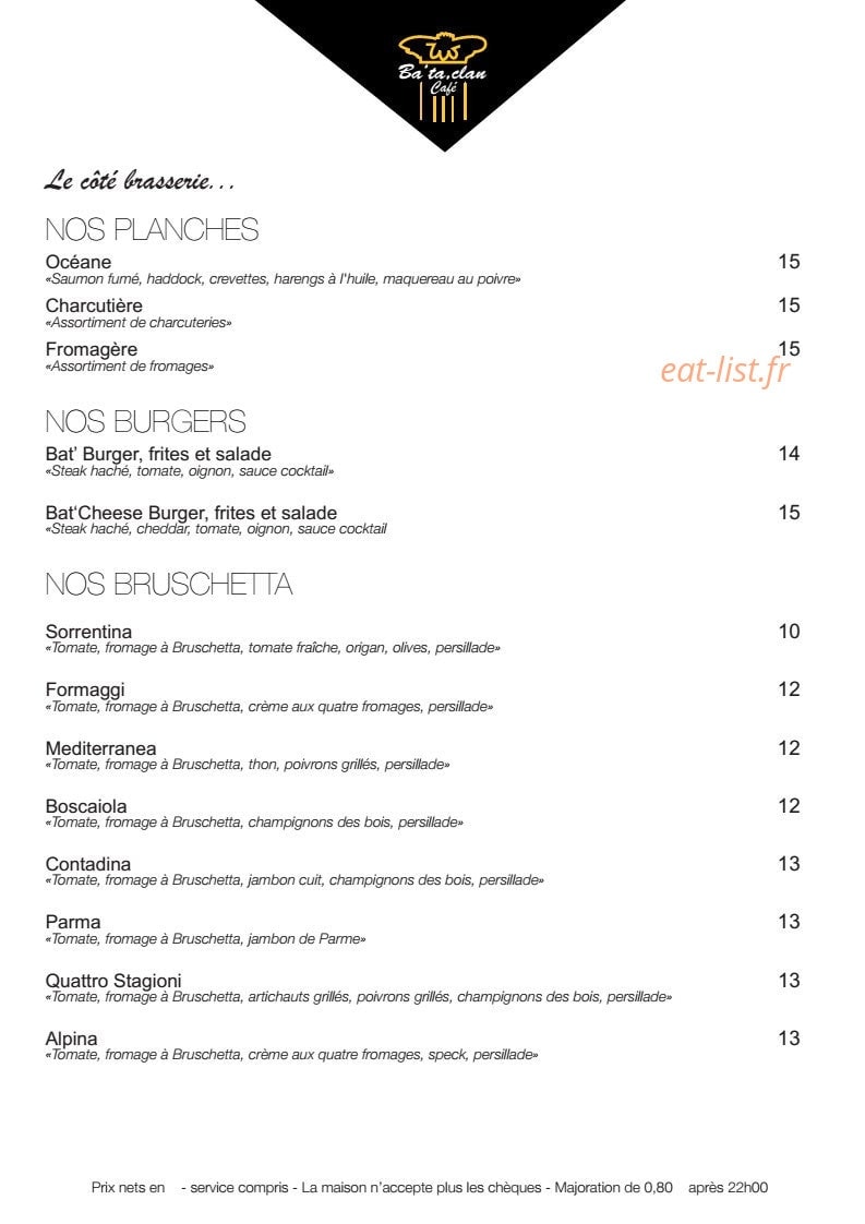 Bataclan Café — carte page 2