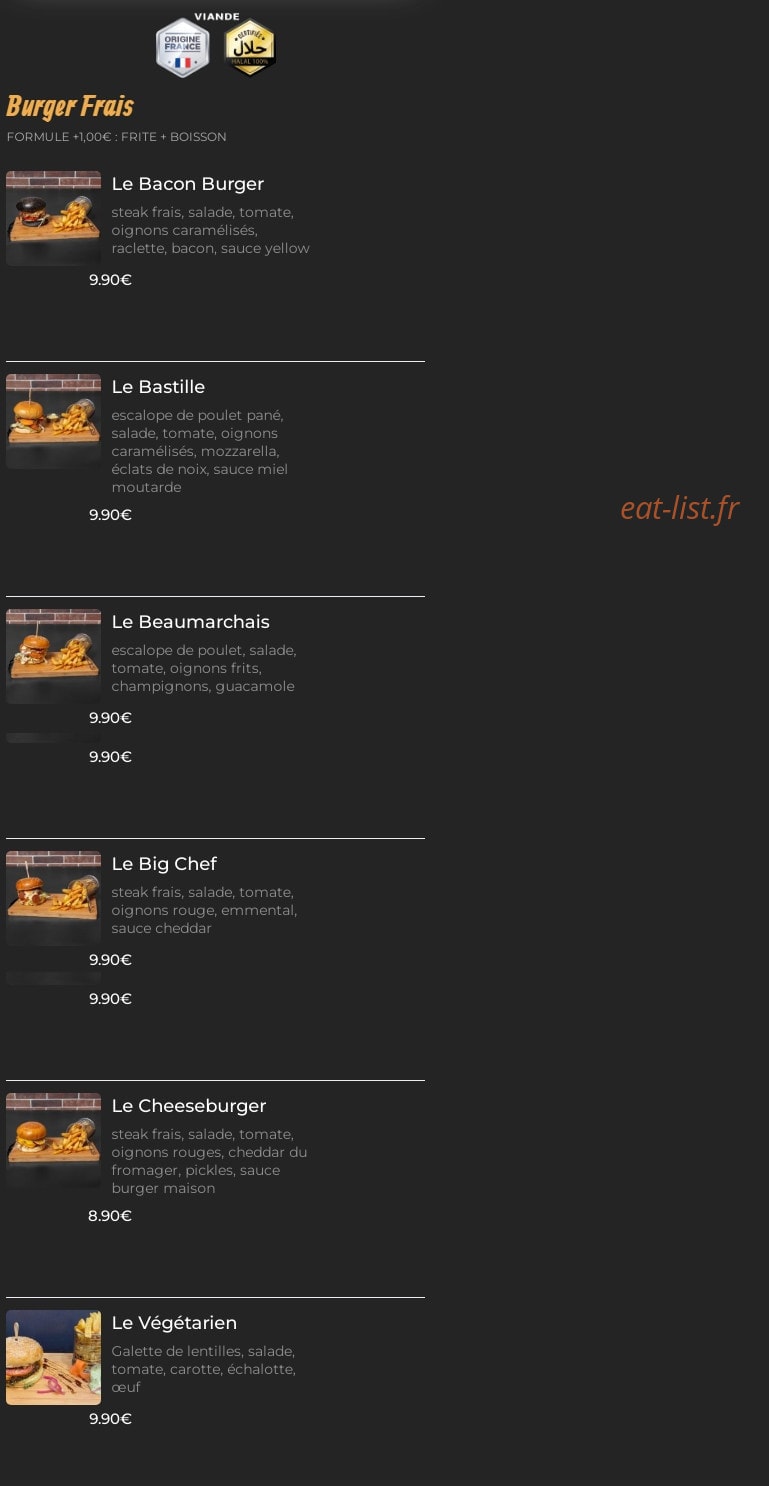 Big Chef — carte page 1