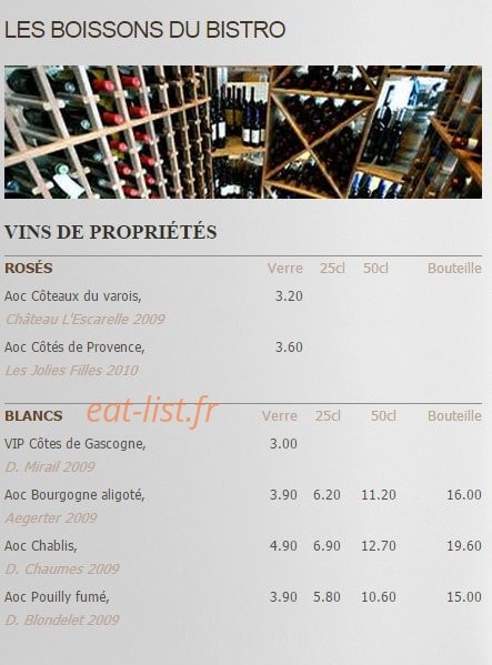 Bistro du Commerce — carte page 5