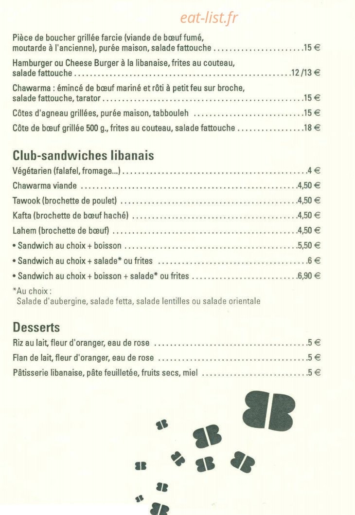 Bistrot Beyrouth — carte page 3
