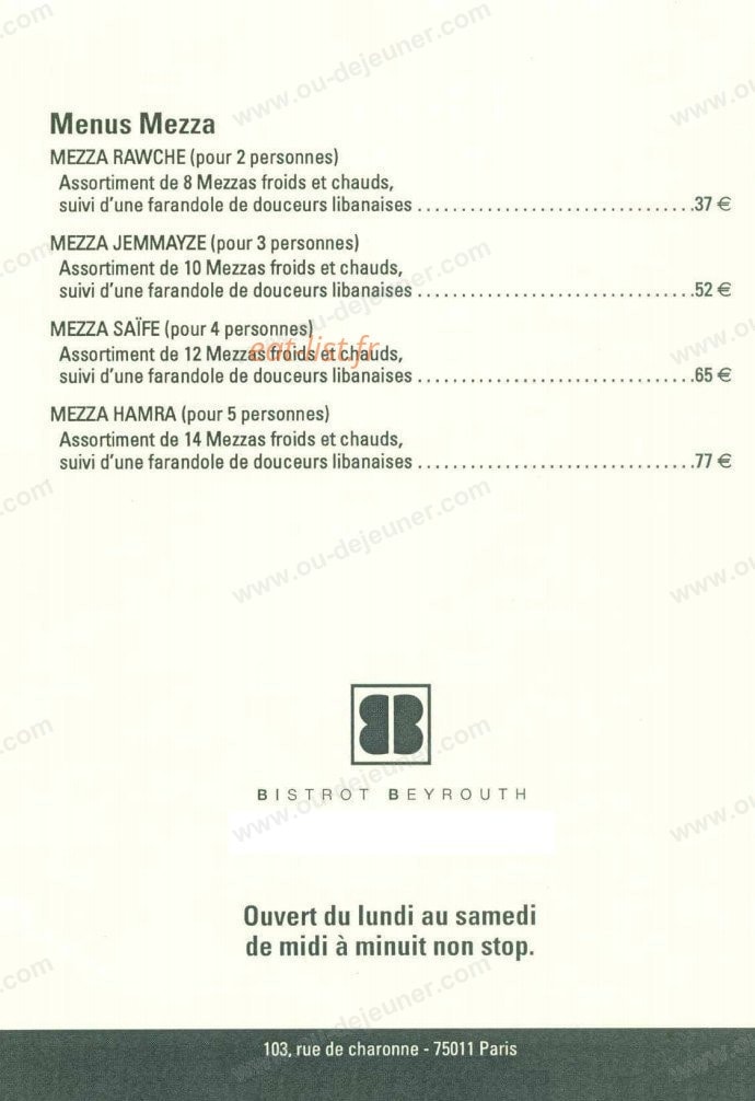 Bistrot Beyrouth — carte page 4