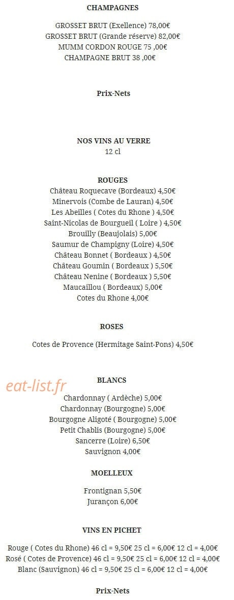 Bistrot les Sans Culottes — carte page 3
