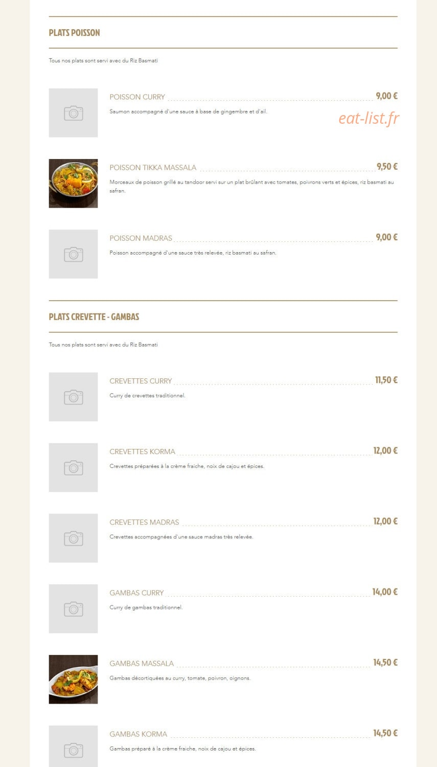 Bombay Curry — carte page 6