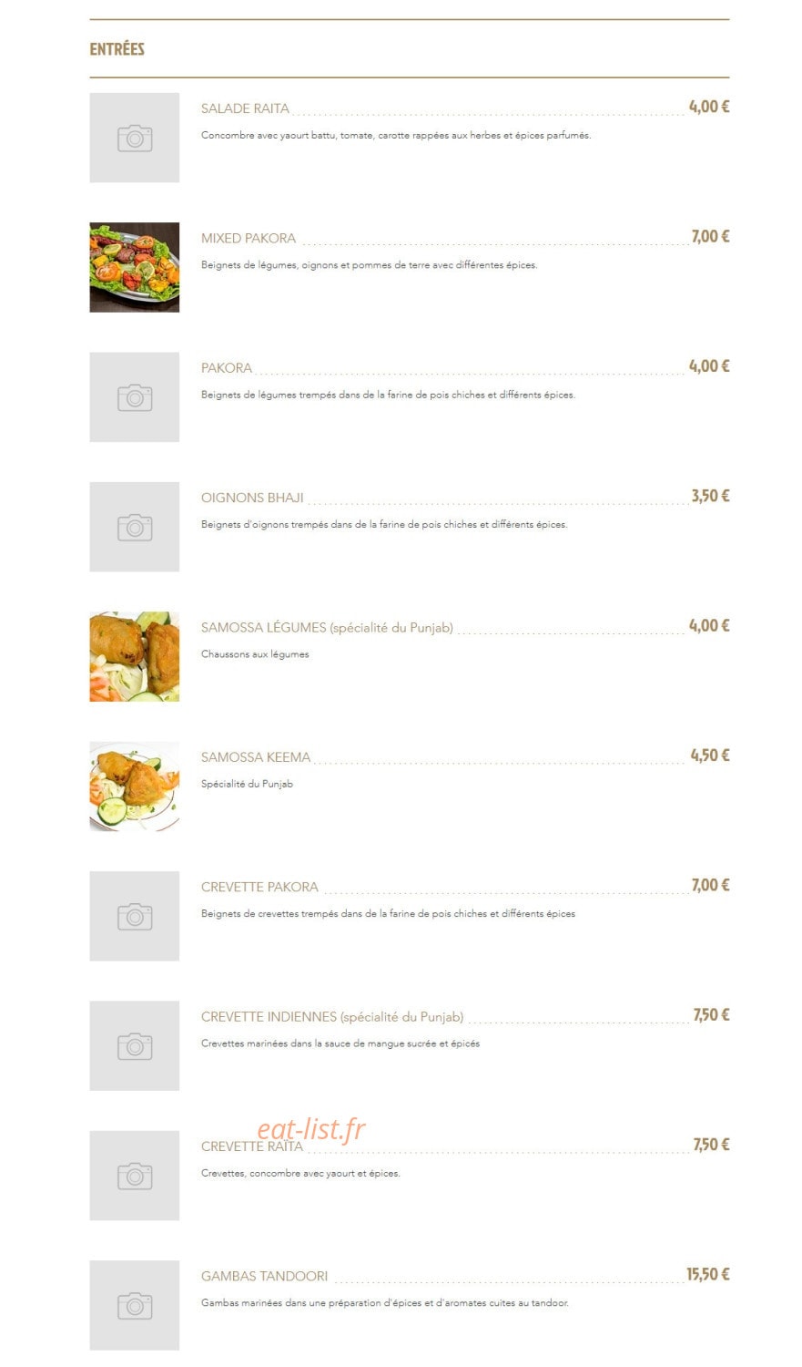 Bombay Curry — carte page 1