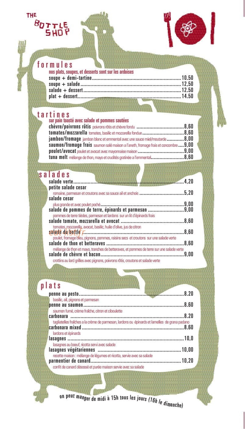 Bottle Shop — carte page 1
