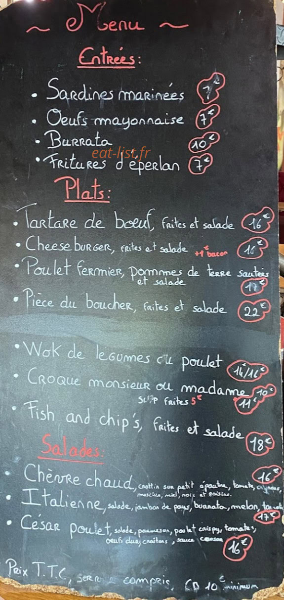 Brasserie café le Paris — carte page 1