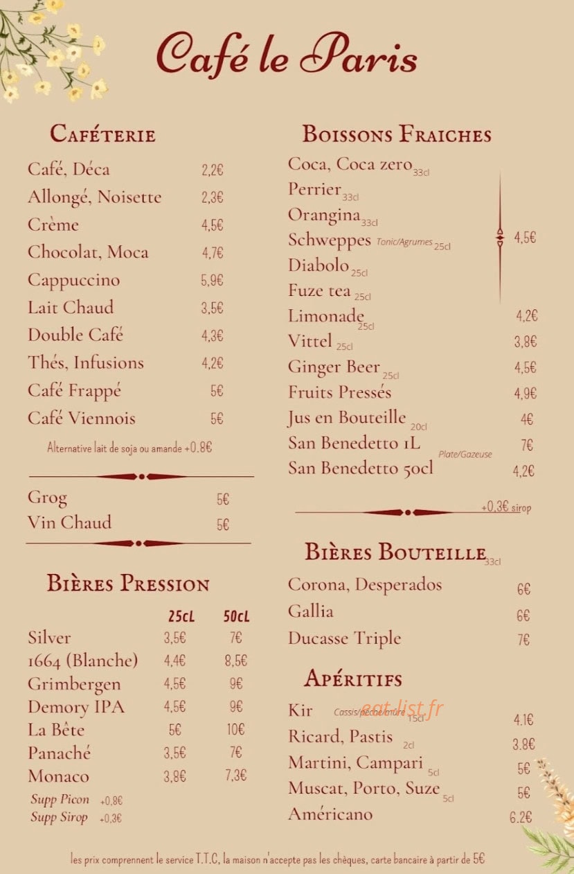 Brasserie café le Paris — carte page 2