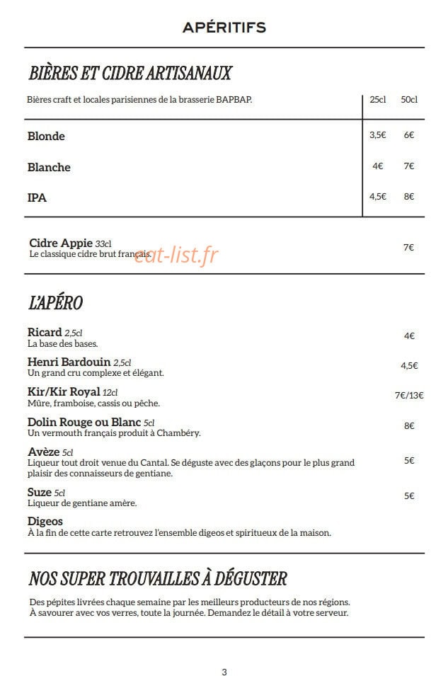 Brasserie Martin — carte page 18