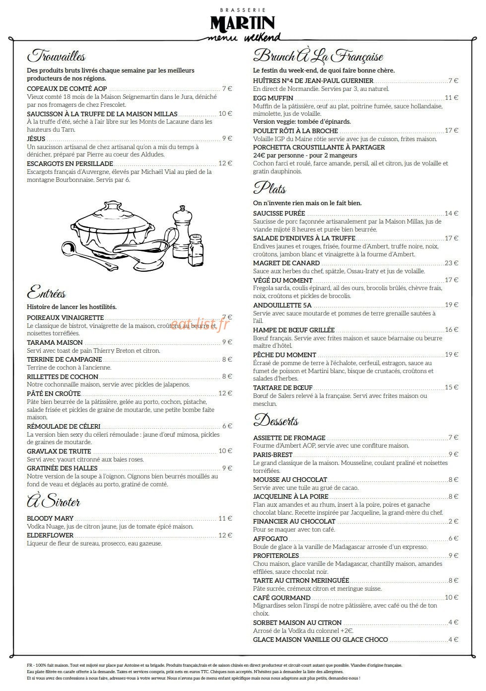 Brasserie Martin — carte page 3