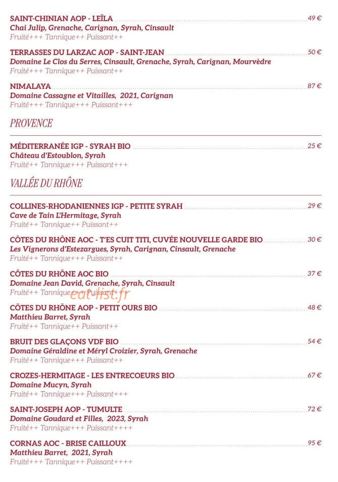 Brasserie Martin — carte page 7