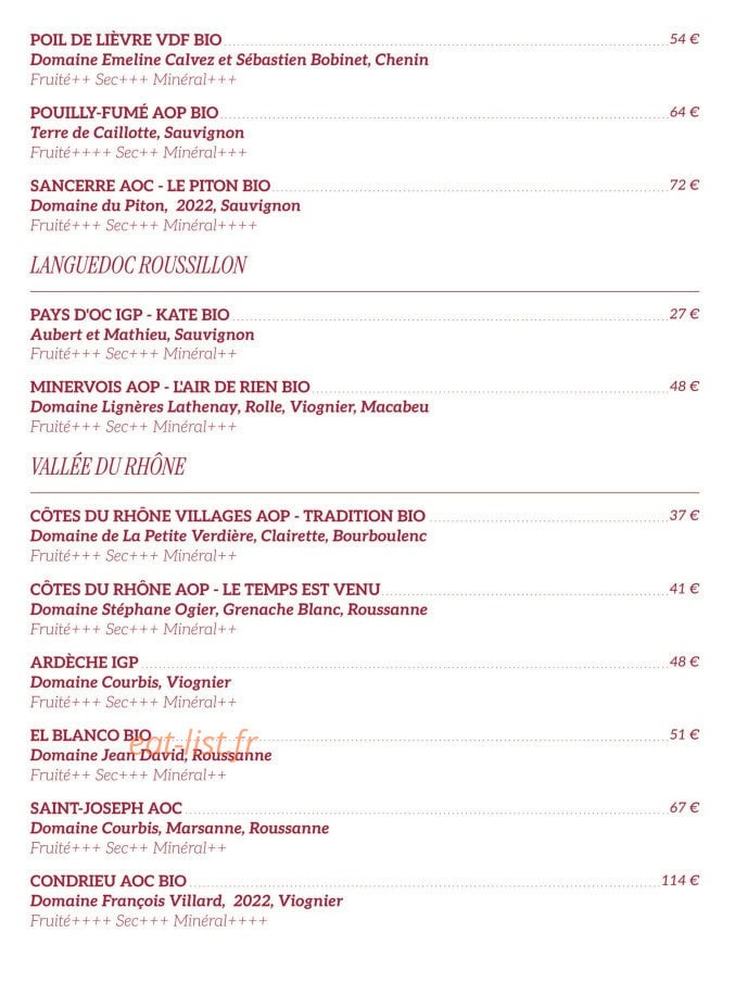 Brasserie Martin — carte page 12