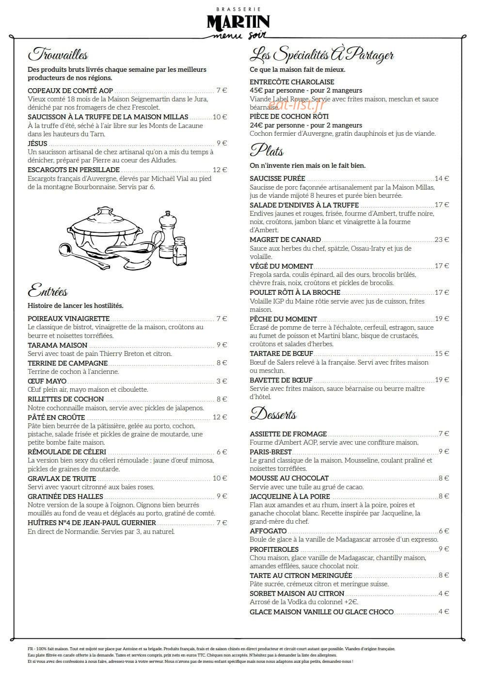 Brasserie Martin — carte page 2