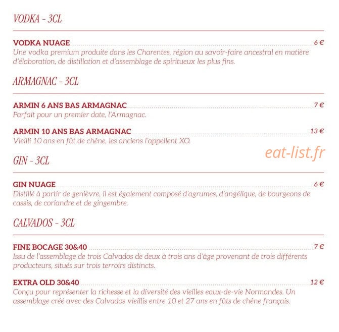 Brasserie Martin — carte page 16