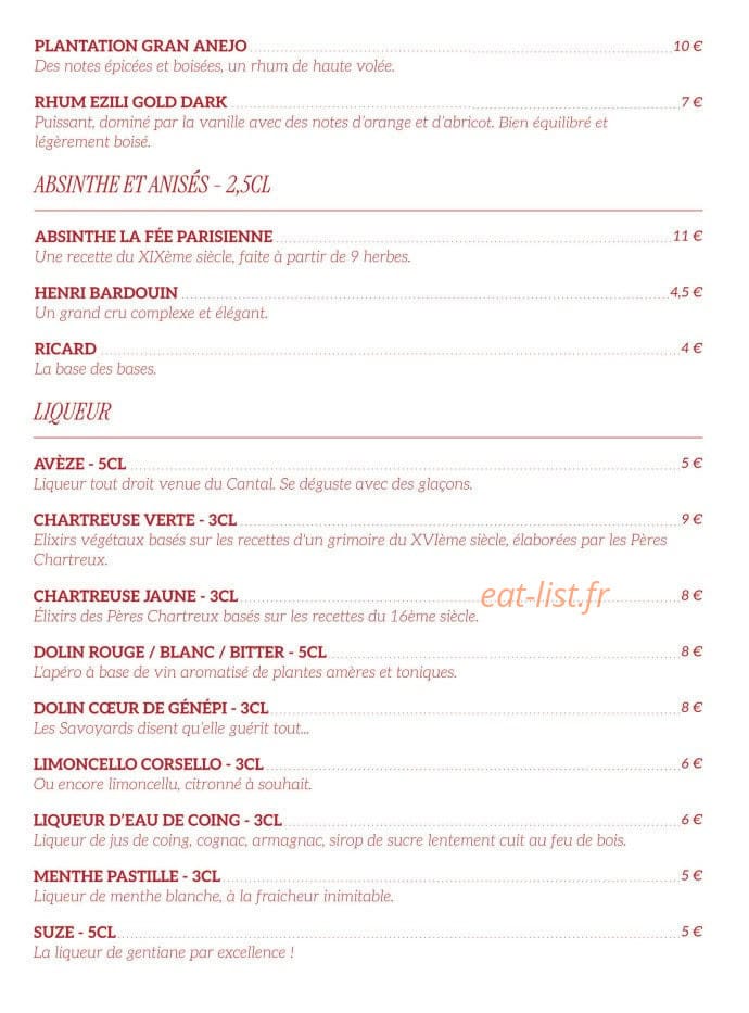 Brasserie Martin — carte page 15