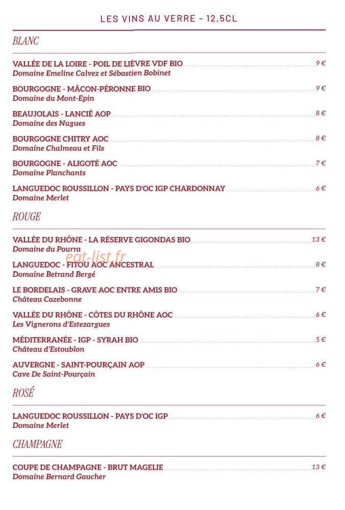 Brasserie Martin — carte page 5