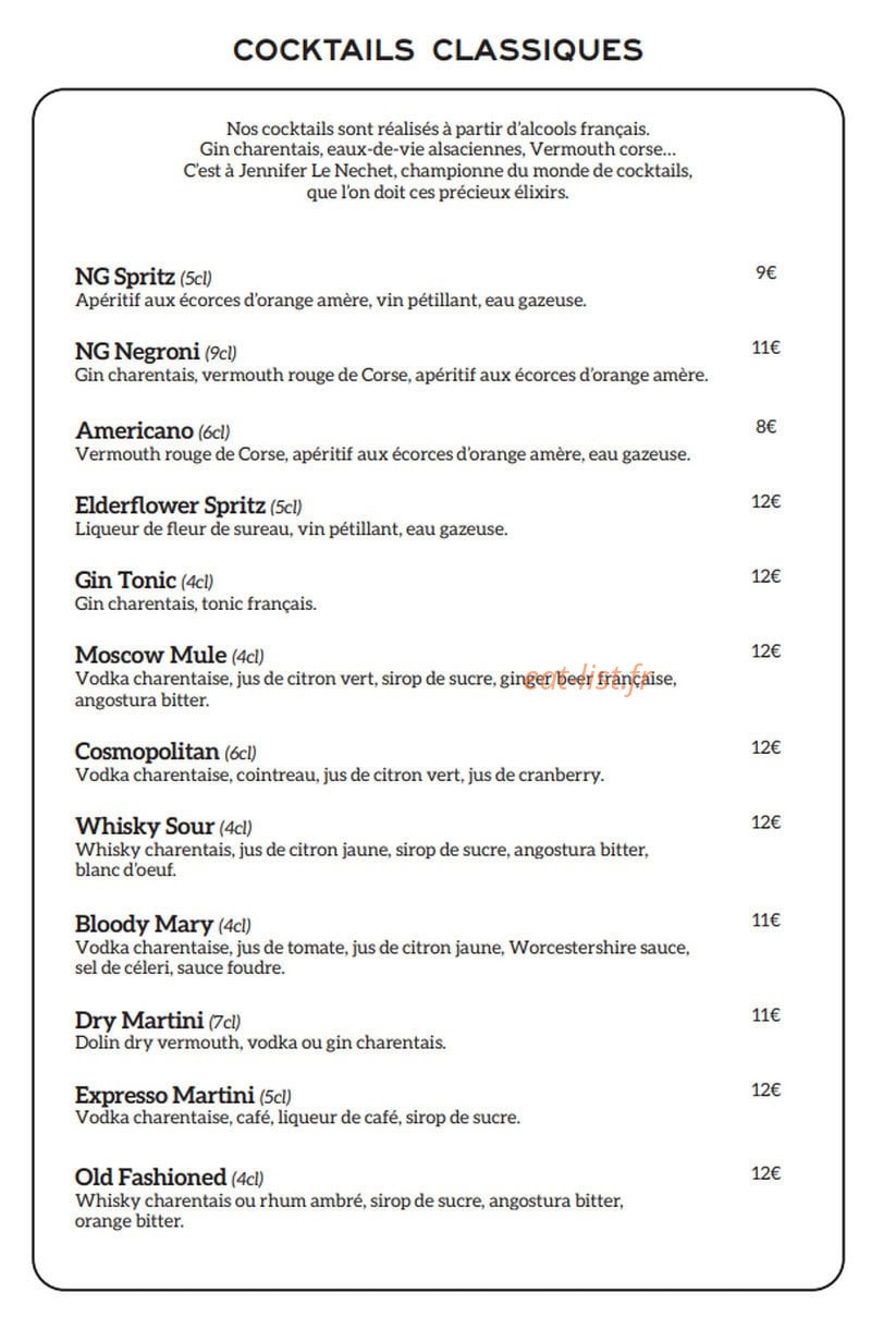 Brasserie Martin — carte page 20