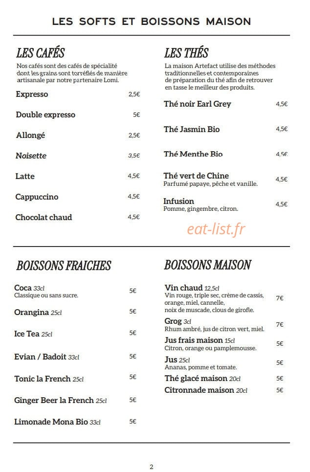 Brasserie Martin — carte page 17
