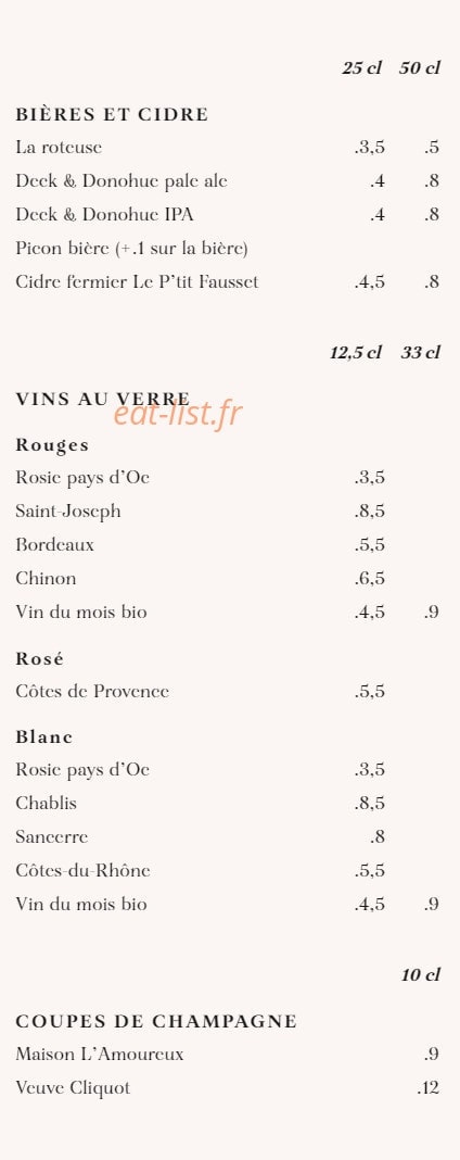 Brasserie Rosie — carte page 14