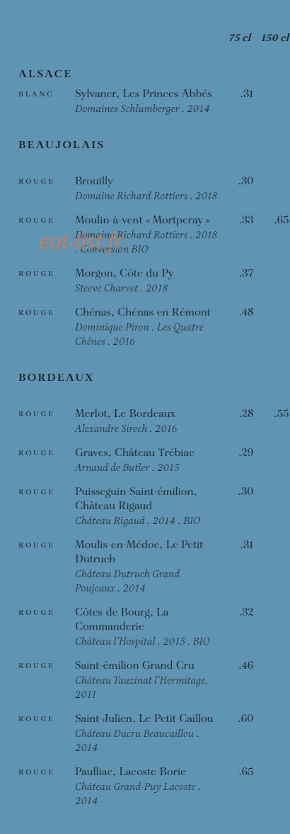 Brasserie Rosie — carte page 3