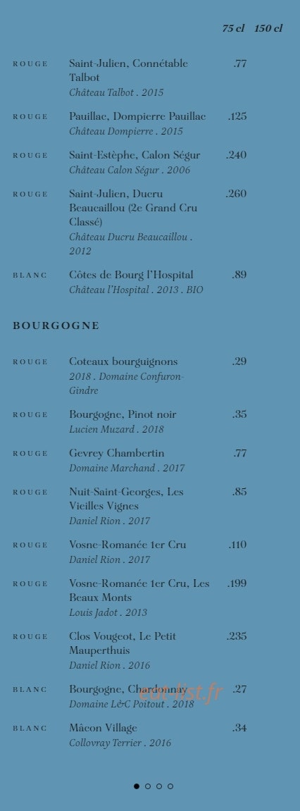 Brasserie Rosie — carte page 4
