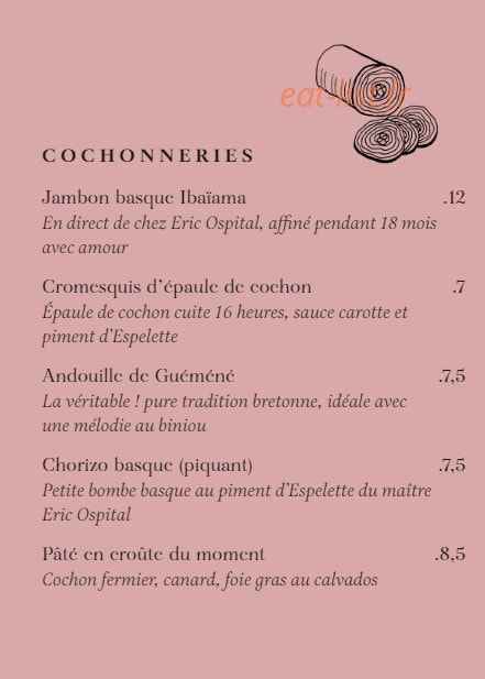 Brasserie Rosie — carte page 1
