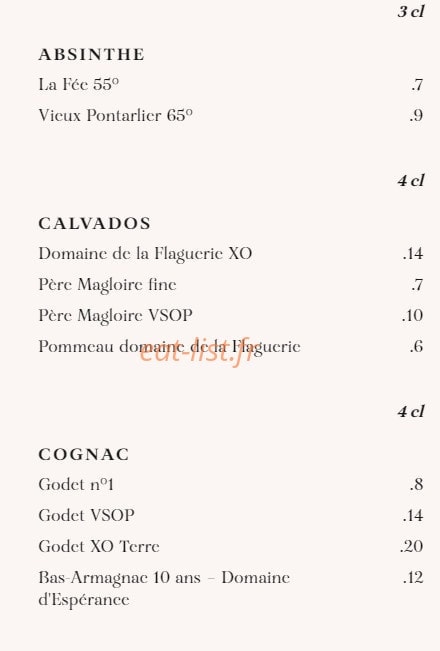 Brasserie Rosie — carte page 11