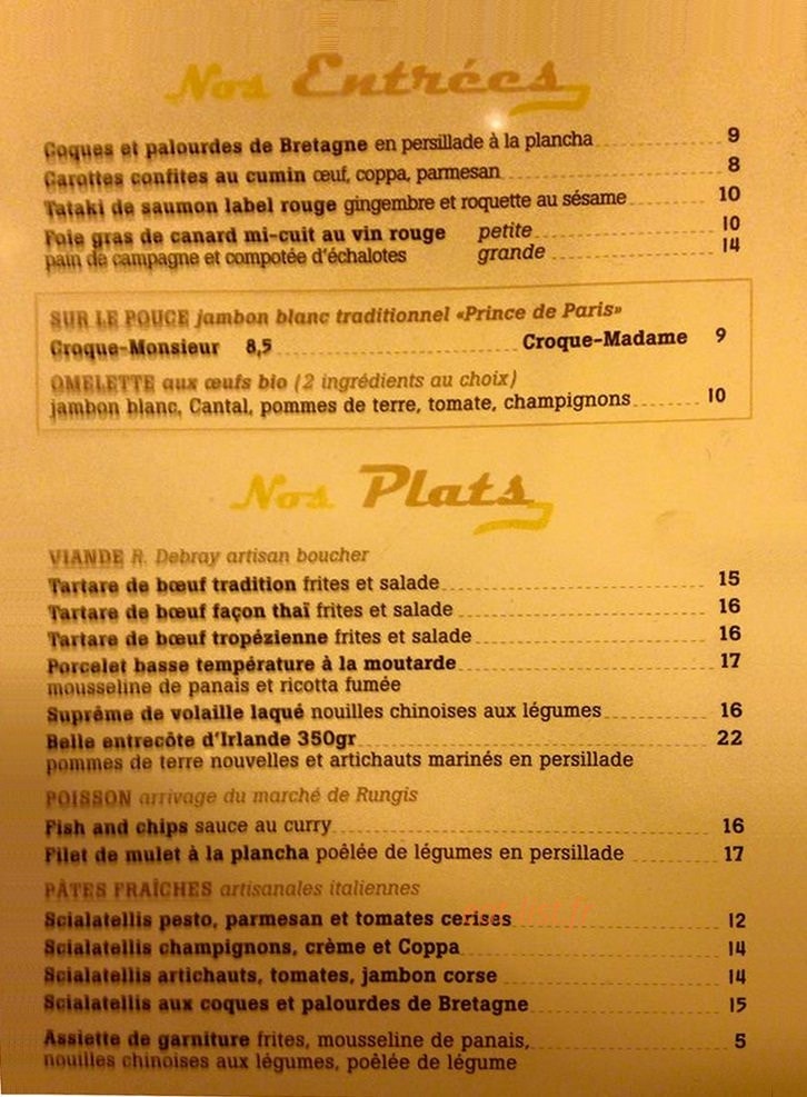 café Bonne Bière — carte page 1