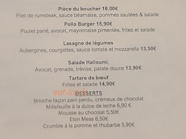 Café Cosmos — carte page 2