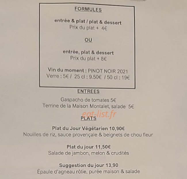 Café Cosmos — carte page 1