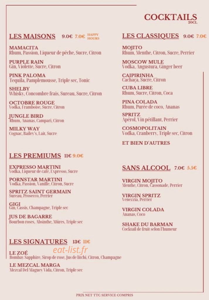 Café des Arts — carte page 7