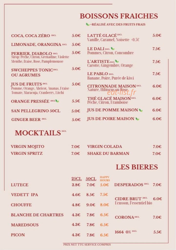 Café des Arts — carte page 9