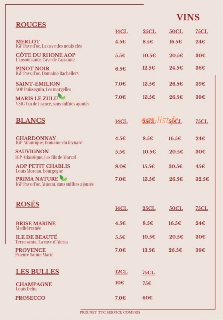 Café des Arts — carte page 8