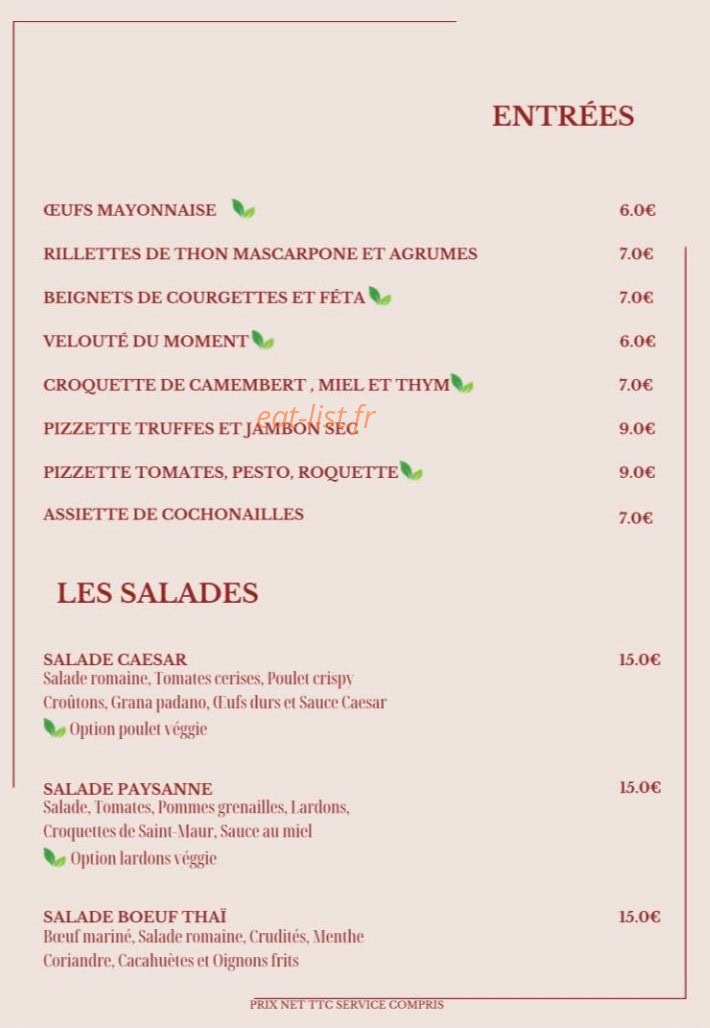 Café des Arts — carte page 1